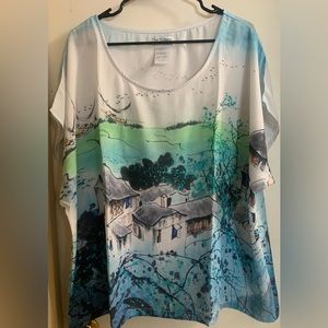 Semi sheer French countryside print top.